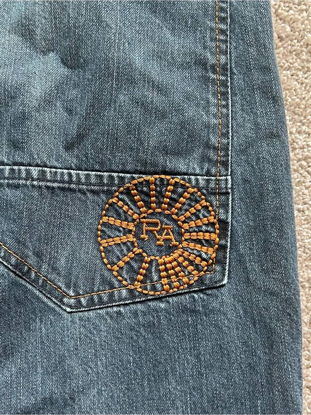 Red Ape Authentic Cargo Carpenter Jeans | Men's 40x32 | Dark Wash Y2K Baggy